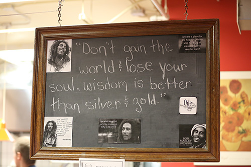 A chalkboard inside St. John’s Kitchen in downtown Kitchener