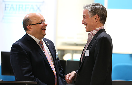 Mayor Berry Vrbanovic with Andrew Barnard, President and COO of Fairfax Insurance Group