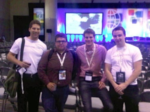 Housemates Michael Litt, Andrew Finkle and Eric Migicovsky with Devon Galloway (Litt’s Vidyard co-founder) at a conference in 2010