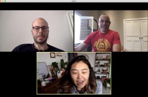 A Google Hangout call with TD Lab's Kyryll Odobetskiy and Amanda Cheung, and Alex Kinsella